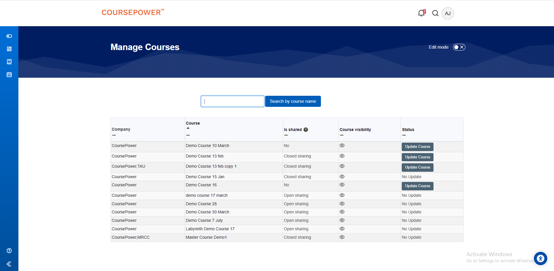 Master Course Management