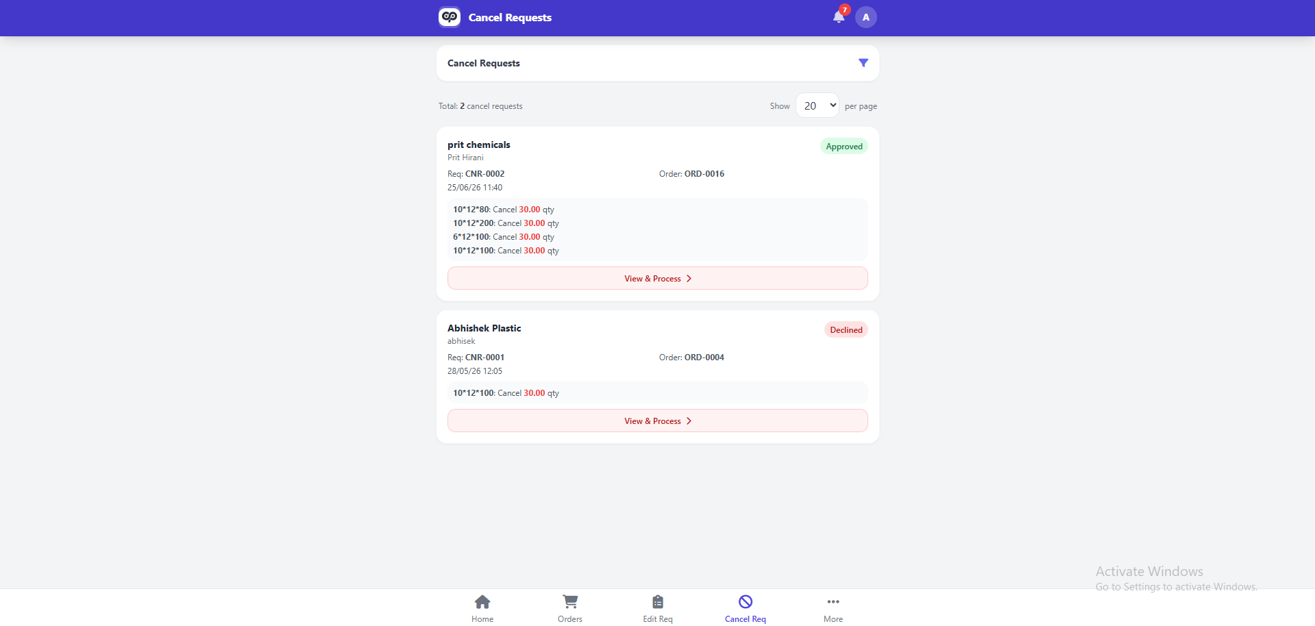 Cancellation Request Management