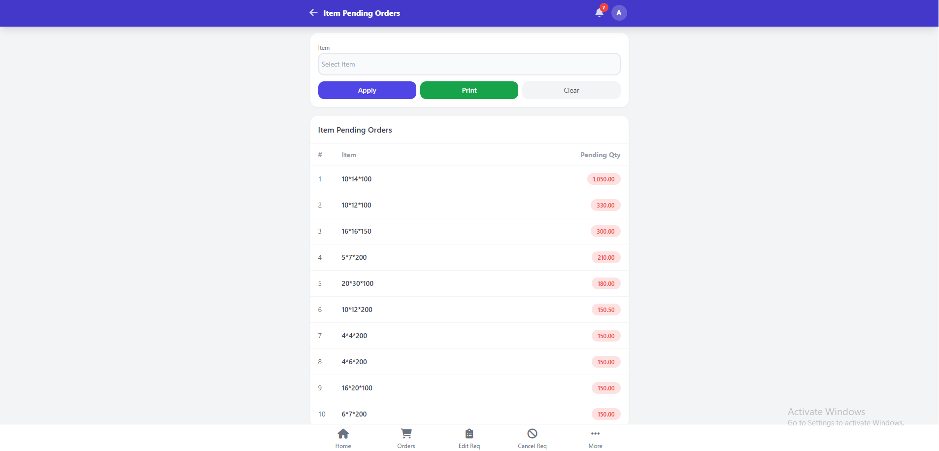 Pending Item Tracking