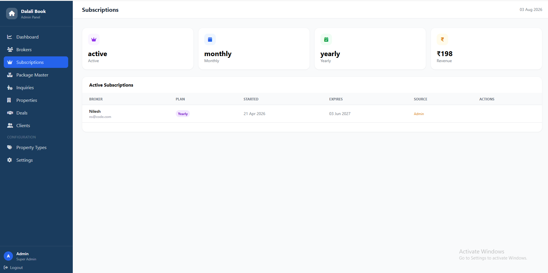 Subscription Management